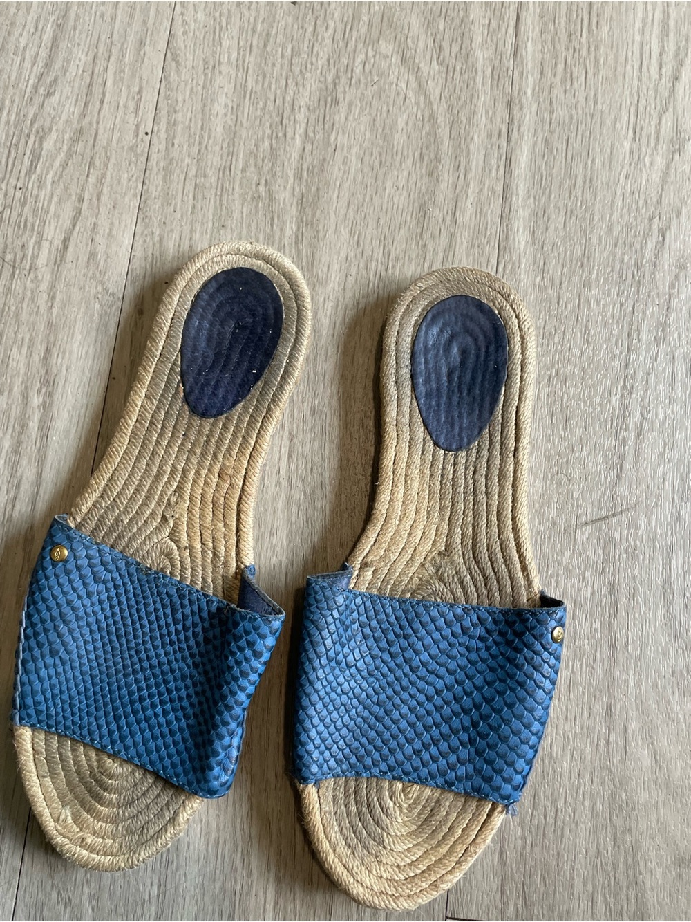 UGG Blue Textured Slide Sandals for Women
